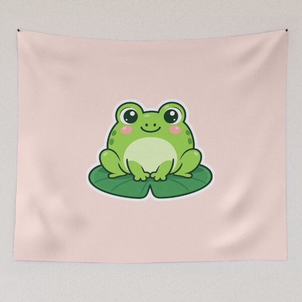 Item preview, Cute Frog On A Leaf Cute Sticker Design designed and sold by Inkworksbyshery.