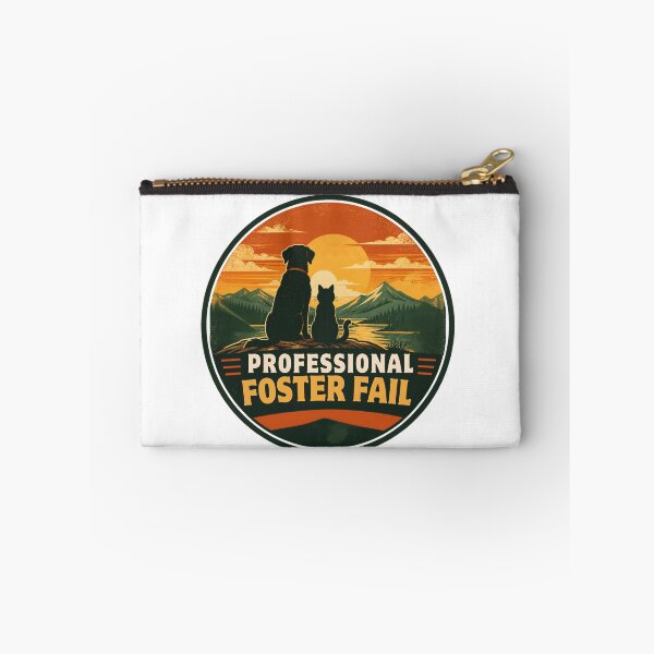 Item preview, Professional Foster Fail - Funny Dog and Cat Sunset Retro Badge designed and sold by Neurospicy Trolls.