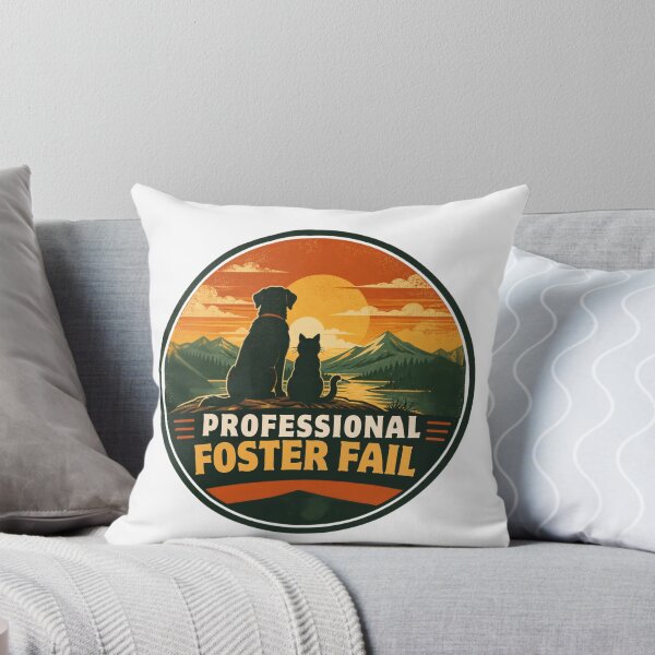 Item preview, Professional Foster Fail - Funny Dog and Cat Sunset Retro Badge designed and sold by Neurospicy Trolls.