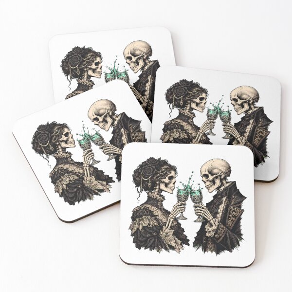 Item preview, Skeleton Couple Victorian Emerald Toast Dark Romance designed and sold by chattsuede.
