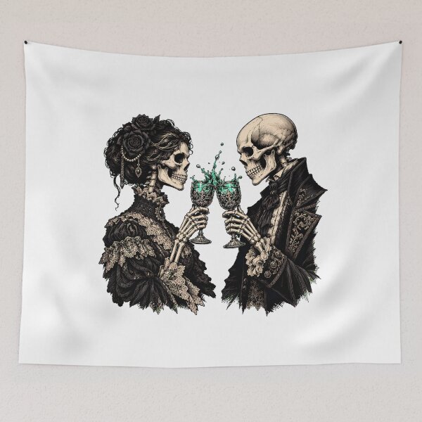 Item preview, Skeleton Couple Victorian Emerald Toast Dark Romance designed and sold by chattsuede.