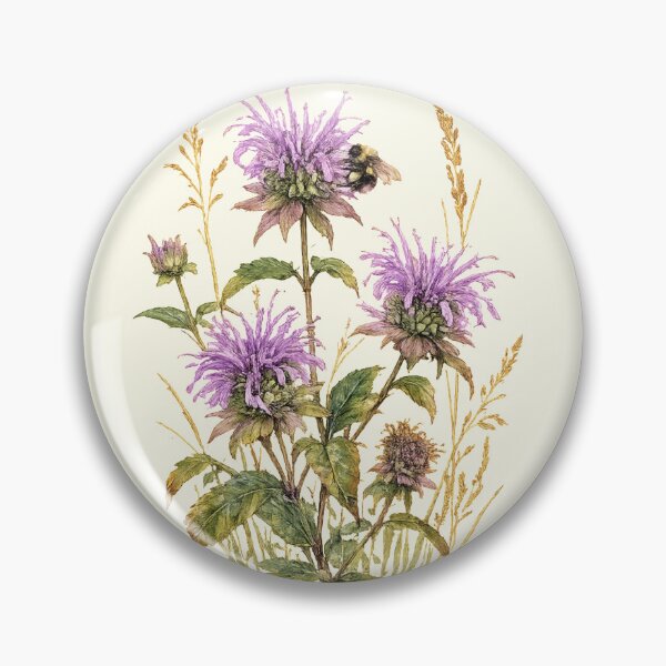 Item preview, Wild Bergamot & Bumblebee | Native Pollinator Wildflower Art designed and sold by SusanSweetArt.