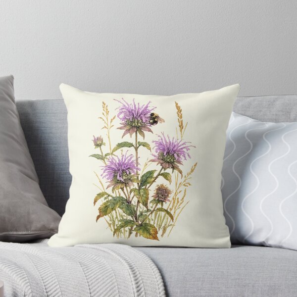 Item preview, Wild Bergamot & Bumblebee | Native Pollinator Wildflower Art designed and sold by SusanSweetArt.