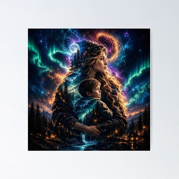 Item preview, Double Exposure A Mountain Woman and Her Child by Orikall designed and sold by HippieWorks.