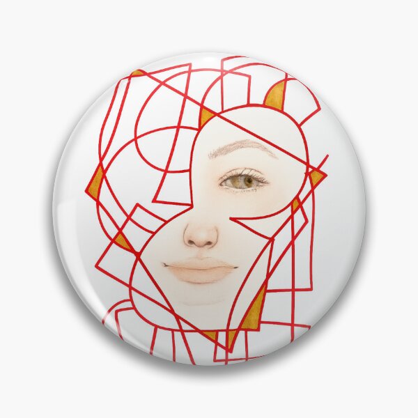 Item preview, Fragmented Self, Red Geometric Woman Portrait designed and sold by ArithraStudio.