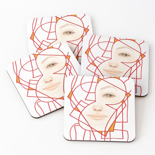 Item preview, Fragmented Self, Red Geometric Woman Portrait designed and sold by ArithraStudio.