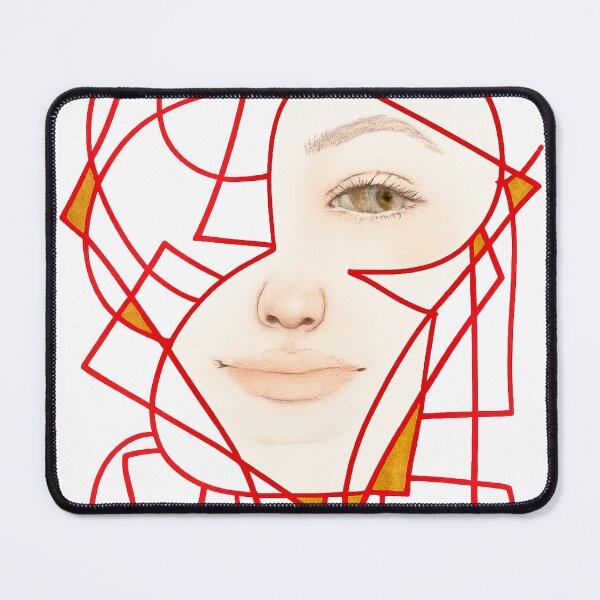 Item preview, Fragmented Self, Red Geometric Woman Portrait designed and sold by ArithraStudio.