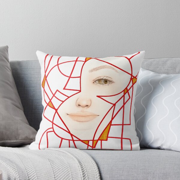 Item preview, Fragmented Self, Red Geometric Woman Portrait designed and sold by ArithraStudio.