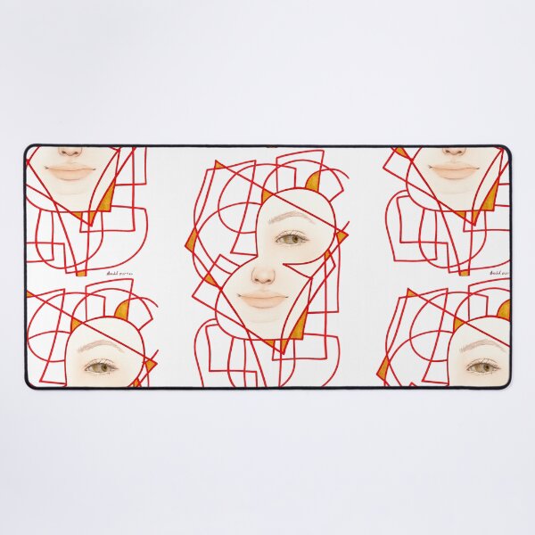 Item preview, Fragmented Self, Red Geometric Woman Portrait designed and sold by ArithraStudio.