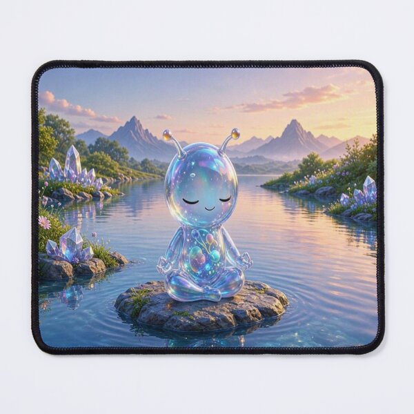Item preview, Medanix: Cute Zen Alien Meditating on Water Art designed and sold by Breezes-of-Ida.