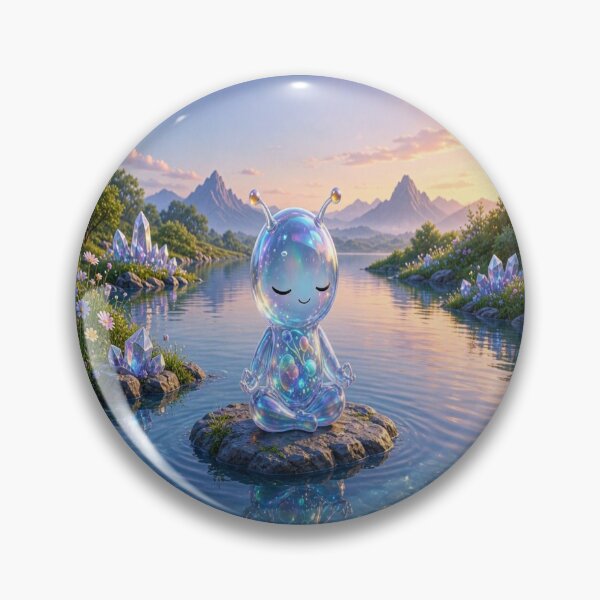 Item preview, Medanix: Cute Zen Alien Meditating on Water Art designed and sold by Breezes-of-Ida.