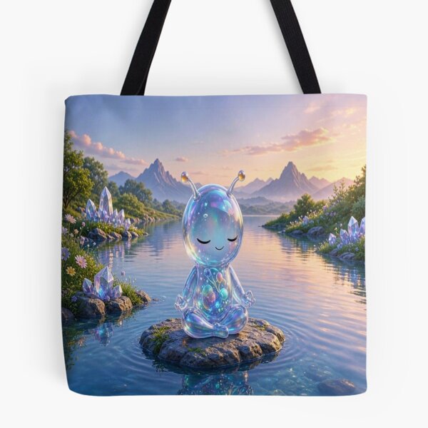 Item preview, Medanix: Cute Zen Alien Meditating on Water Art designed and sold by Breezes-of-Ida.