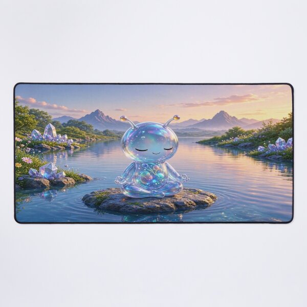 Item preview, Medanix: Cute Zen Alien Meditating on Water Art designed and sold by Breezes-of-Ida.
