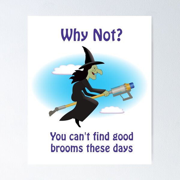 Item preview, Halloween witch on 'updated' broomstick designed and sold by ChimaGraphics.