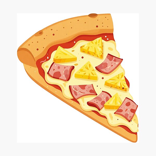 Item preview, controversial hawaiian pizza slice illustration with pineapple and ham designed and sold by WildArtIT.