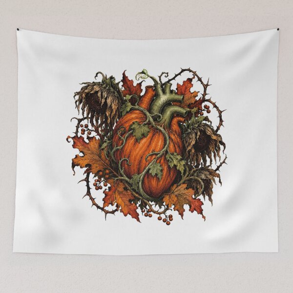 Item preview, Pumpkin Heart Gothic Botanical Flora Halloween Macabre designed and sold by chattsuede.