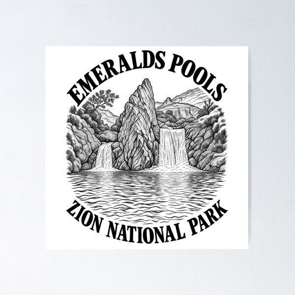 Item preview, Emerald Pools – Zion National Park – Utah Line Art designed and sold by Tee Visions.