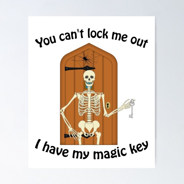 Item preview, Halloween skeleton key pun designed and sold by ChimaGraphics.