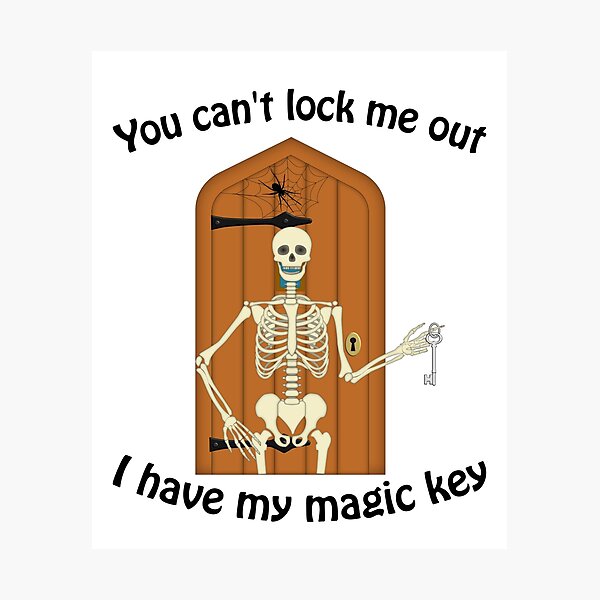Item preview, Halloween skeleton key pun designed and sold by ChimaGraphics.