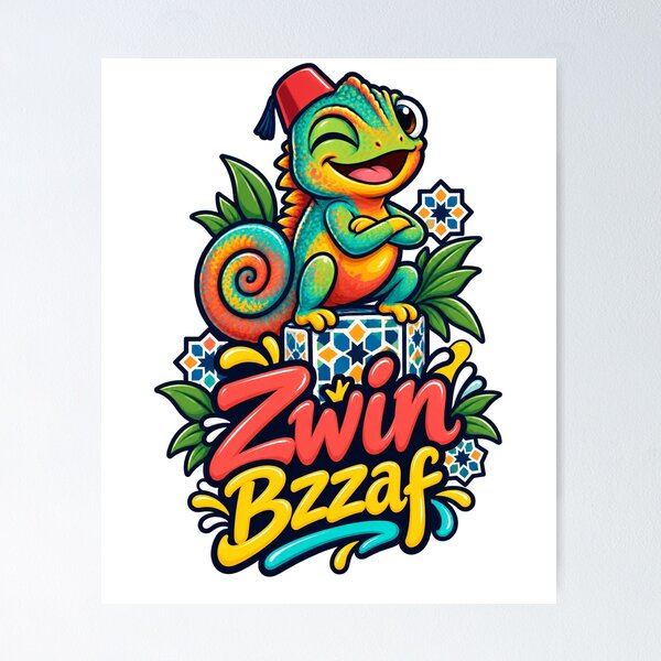 Item preview, Zwin Bzzaf – Moroccan Happy Chameleon designed and sold by Darija Pop.