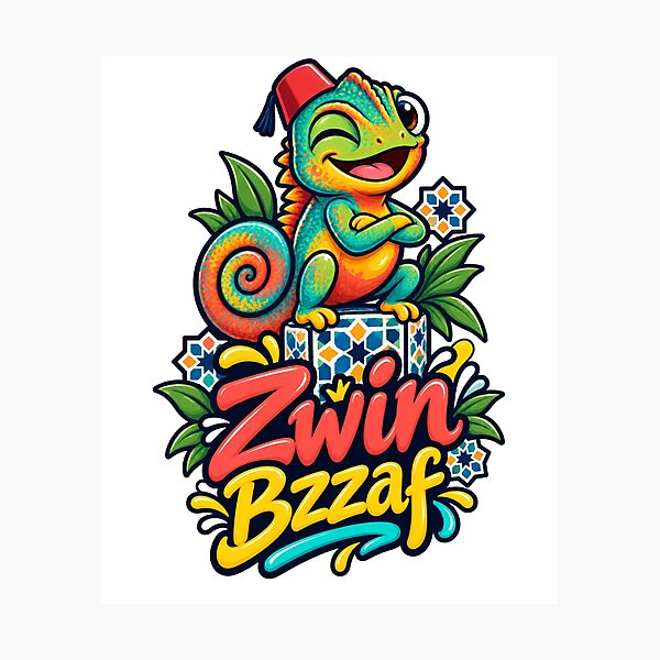 Item preview, Zwin Bzzaf – Moroccan Happy Chameleon designed and sold by Darija Pop.