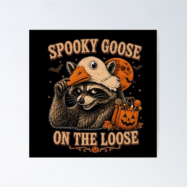 Item preview, Spooky Goose On The Loose | racoon stealing candy designed and sold by mnkyride.