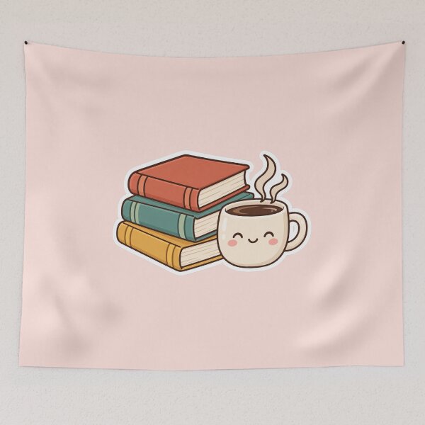 Item preview, Books And Coffee Icon Cute Sticker Design designed and sold by Inkworksbyshery.