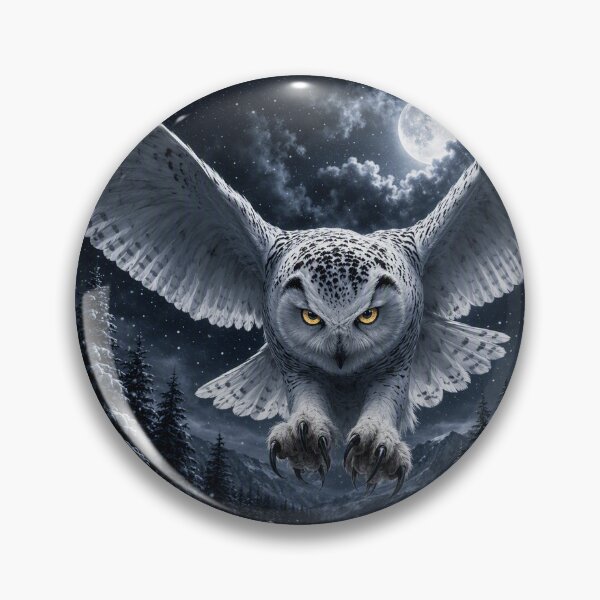 Item preview, Snowy Owl Hunting at Night – Dark Winter Wildlife designed and sold by RKWSHOP.