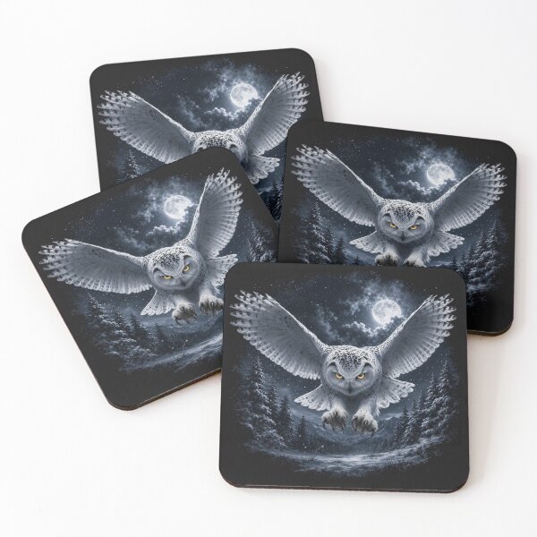 Item preview, Snowy Owl Hunting at Night – Dark Winter Wildlife designed and sold by RKWSHOP.