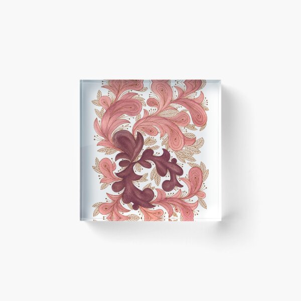 Item preview, Blush Burgundy and Gold Ornamental Floral Pattern designed and sold by ArithraStudio.