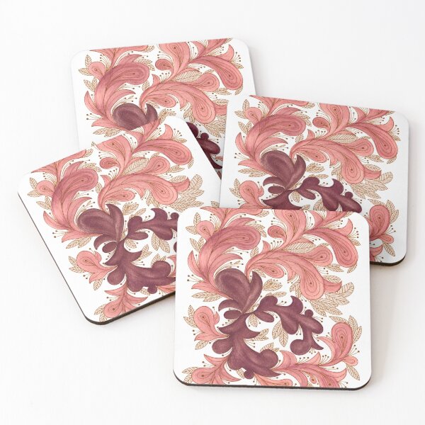 Item preview, Blush Burgundy and Gold Ornamental Floral Pattern designed and sold by ArithraStudio.