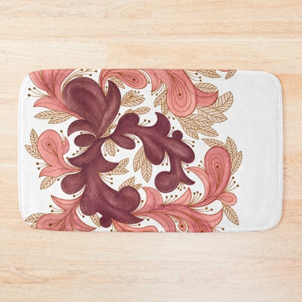 Item preview, Blush Burgundy and Gold Ornamental Floral Pattern designed and sold by ArithraStudio.