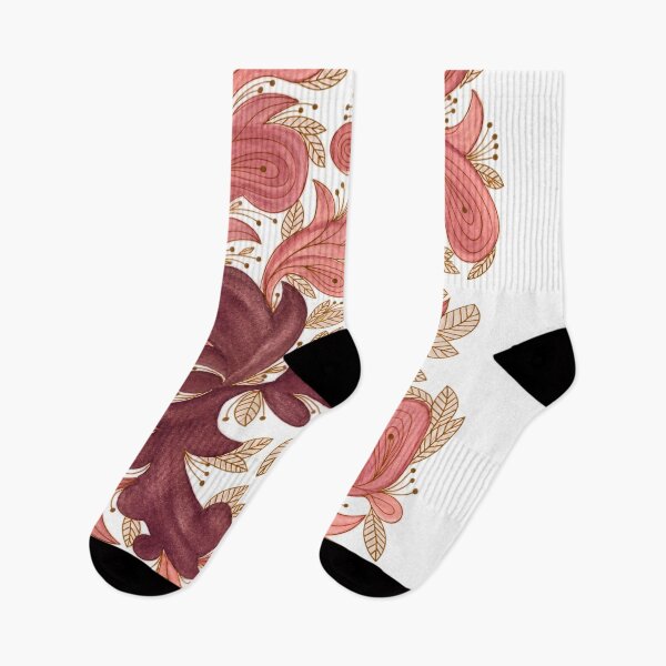 Item preview, Blush Burgundy and Gold Ornamental Floral Pattern designed and sold by ArithraStudio.