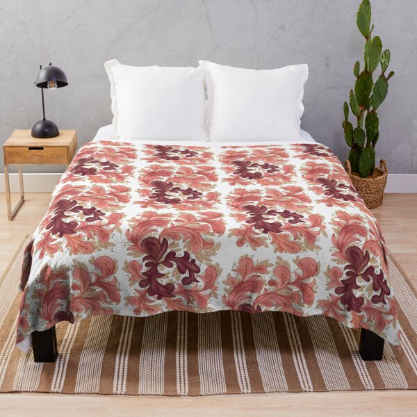 Item preview, Blush Burgundy and Gold Ornamental Floral Pattern designed and sold by ArithraStudio.
