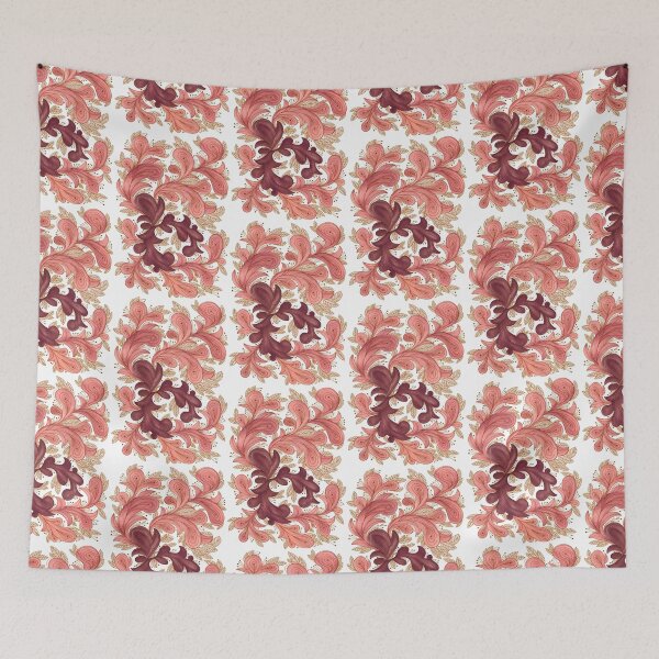 Item preview, Blush Burgundy and Gold Ornamental Floral Pattern designed and sold by ArithraStudio.