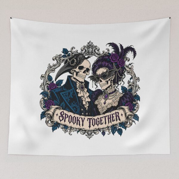 Item preview, Skeleton Couple Plague Doctor Masquerade Goth Halloween designed and sold by chattsuede.