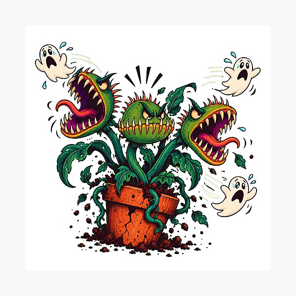 Item preview, Spooky Flytrap Scaring Ghosts Goth Gardener Halloween designed and sold by chattsuede.