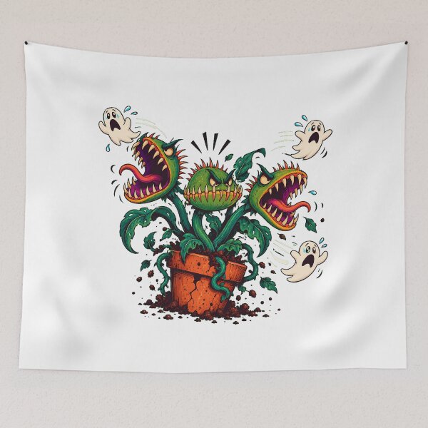 Item preview, Spooky Flytrap Scaring Ghosts Goth Gardener Halloween designed and sold by chattsuede.