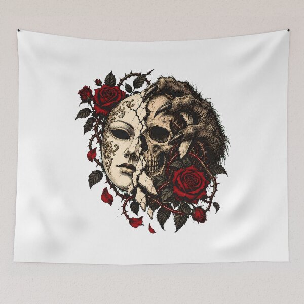 Item preview, Skull Mask Gothic Rose Tattoo Dark Romantic designed and sold by chattsuede.
