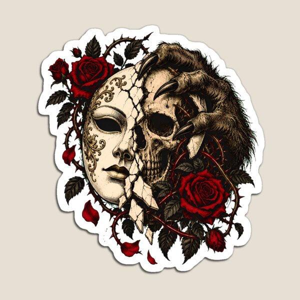 Item preview, Skull Mask Gothic Rose Tattoo Dark Romantic designed and sold by chattsuede.
