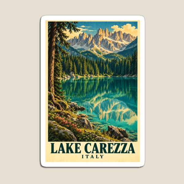 Item preview,  Lake Carezza Italy Vintage Travel Poster designed and sold by Dream City Prints.