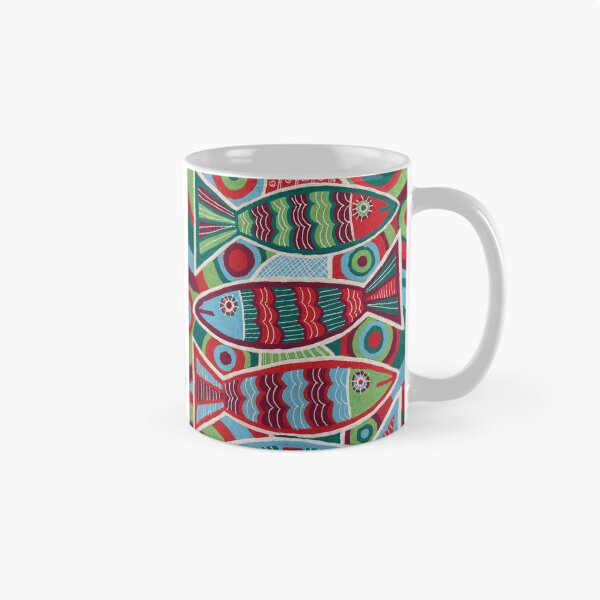 Item preview, Folk Art Sardines in Red and Teal designed and sold by Fani*.