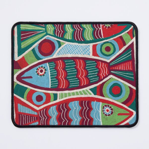 Item preview, Folk Art Sardines in Red and Teal designed and sold by Fani*.
