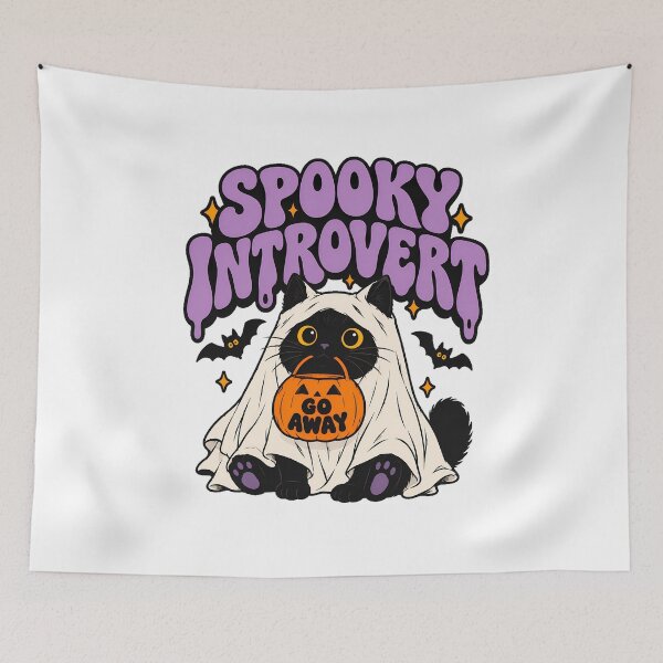 Item preview, Spooky Introvert Ghost Cat Pumpkin Halloween Homebody designed and sold by chattsuede.