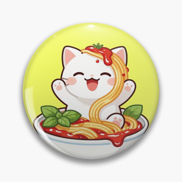 Item preview, cute kawaii cat in spaghetti bowl italian food illustration designed and sold by WildArtIT.