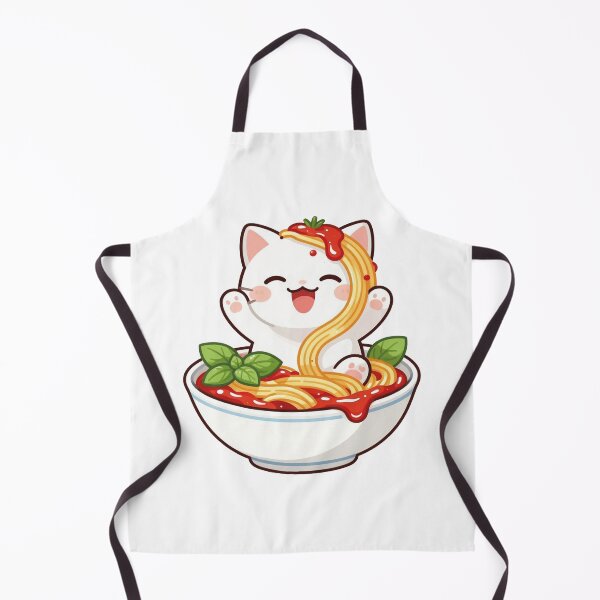 Item preview, cute kawaii cat in spaghetti bowl italian food illustration designed and sold by WildArtIT.