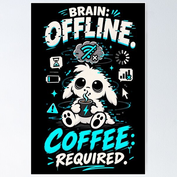 Item preview, Brain Offline Coffee Required - 'Zerp' Glitch Gremlin T-Shirt designed and sold by Suparrific.