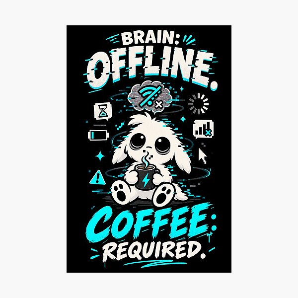 Item preview, Brain Offline Coffee Required - 'Zerp' Glitch Gremlin T-Shirt designed and sold by Suparrific.