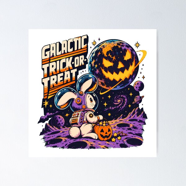 Item preview, Space Bunny Astronaut Pumpkin Planet Halloween designed and sold by chattsuede.