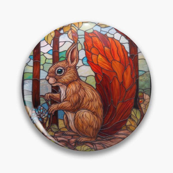 Item preview, Autumn Stained Glass Red Squirrel Design designed and sold by pinkal.